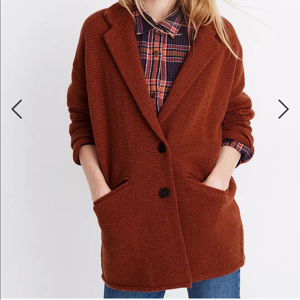 Burnt Orange Textured Sweater Jacket Madewell